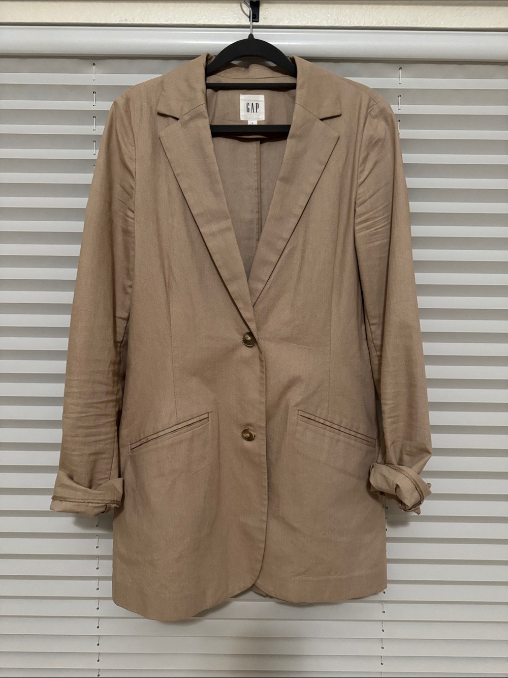 GAP Women's Light Brown Classic Single-Breasted Blazer - Size 4 Tall